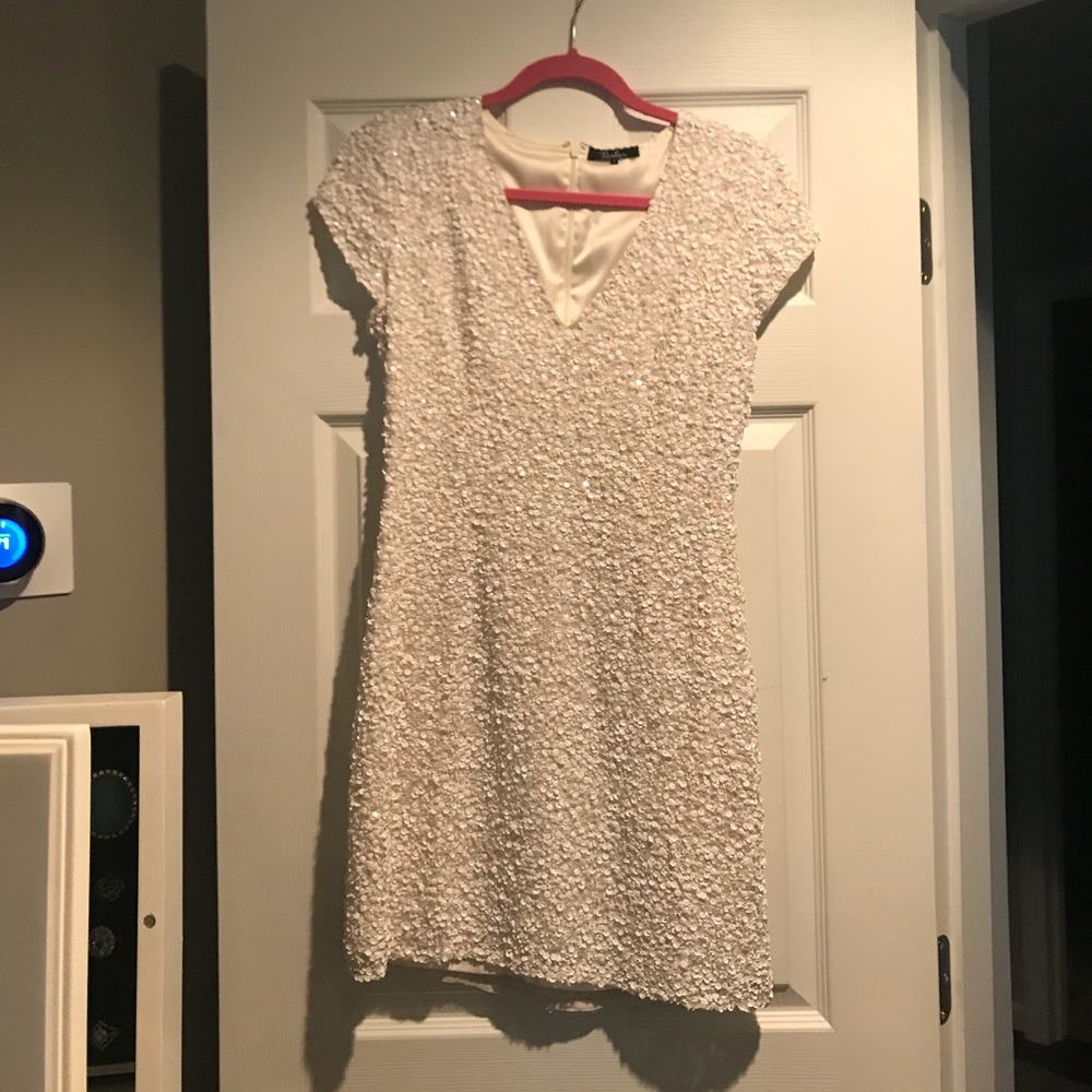 PARKER SERENA WHITE SEQUIN DRESS